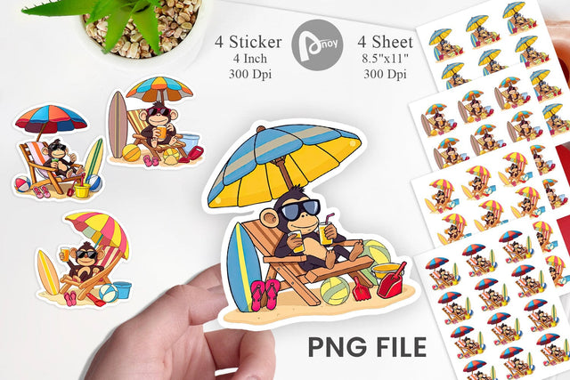 Summer Monkey Sticker Sublimation artnoy 