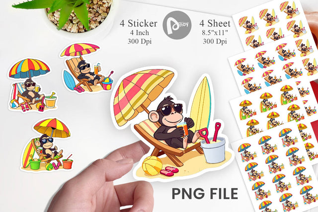 Summer Monkey Sticker Sublimation artnoy 
