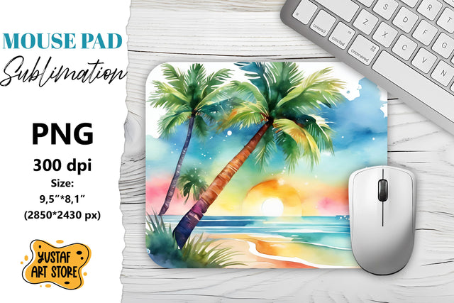 Summer Mouse Pad sublimation. Watercolor beach illustration Sublimation Yustaf Art Store 
