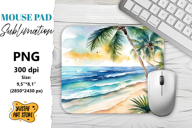 Summer Mouse Pad sublimation. Watercolor beach illustration Sublimation Yustaf Art Store 