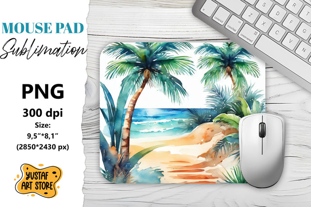 Summer Mouse Pad sublimation. Watercolor beach illustration Sublimation Yustaf Art Store 