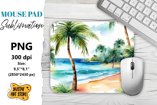 Summer Mouse Pad sublimation. Watercolor beach illustration Sublimation Yustaf Art Store 