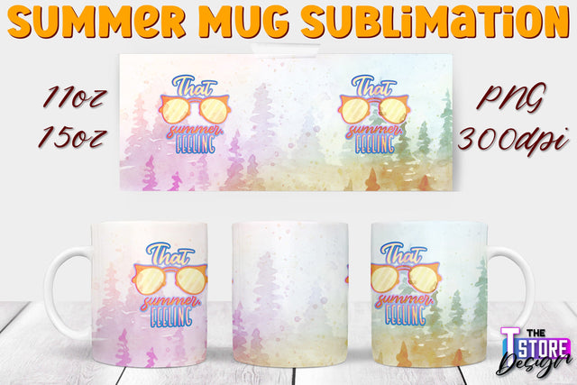 Summer Mug Sublimation | 11 Oz 15 Oz Mug Sublimation | PNG File Sublimation The T Store Design 