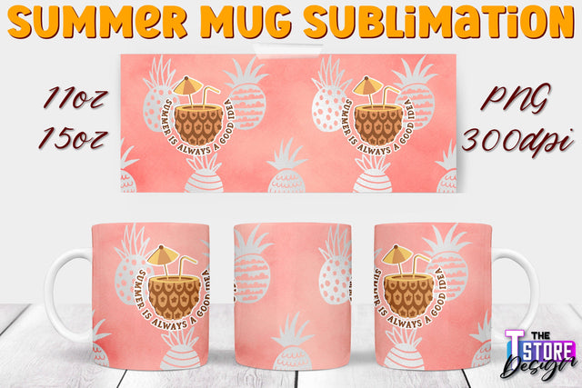 Summer Mug Sublimation | 11 Oz 15 Oz Mug Sublimation | PNG File Sublimation The T Store Design 