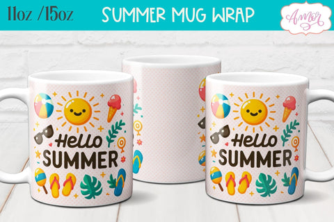 Summer Mug Wraps for Sublimation BUNDLE | Cute Holidays mug Sublimation Amorclipart 