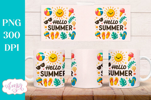 Summer Mug Wraps for Sublimation BUNDLE | Cute Holidays mug Sublimation Amorclipart 