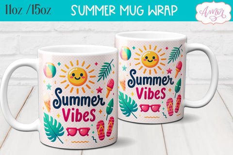 Summer Mug Wraps for Sublimation BUNDLE | Cute Holidays mug Sublimation Amorclipart 
