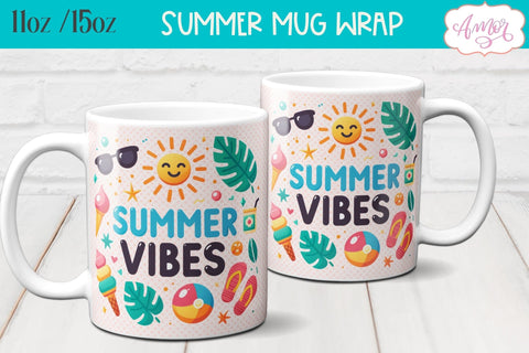 Summer Mug Wraps for Sublimation BUNDLE | Cute Holidays mug Sublimation Amorclipart 