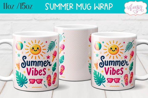 Summer Mug Wraps for Sublimation BUNDLE | Cute Holidays mug Sublimation Amorclipart 