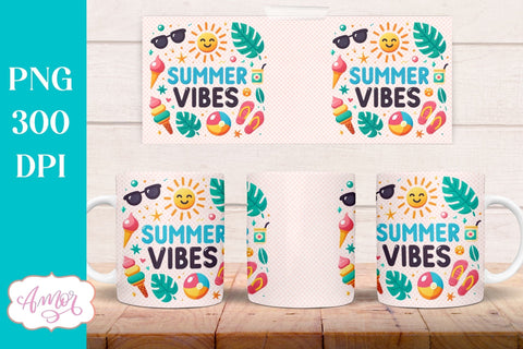 Summer Mug Wraps for Sublimation BUNDLE | Cute Holidays mug Sublimation Amorclipart 