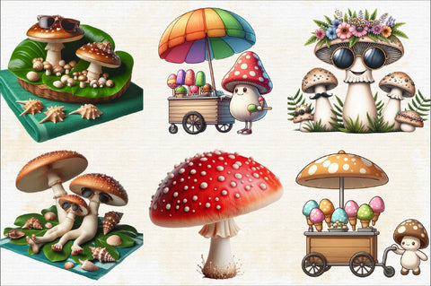 Summer Mushroom's Sublimation Clipart Bundle Sublimation SVGArt 