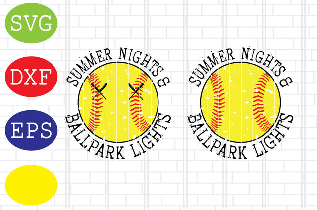 Summer Nights Ballpark Lights Svg, Baseball Cut File, Softball Ball Svg, Softball Silhouette, Sport Svg, Jpg, Eps, Dxf Files SVG DigitalSvgFiles 