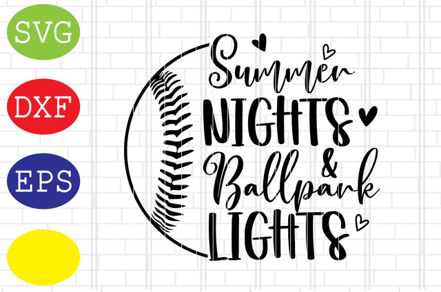 Summer Nights Ballpark Lights Svg, Softball Ball Svg, Baseball Cut File, Softball Silhouette, Softball File, Sport Svg, Jpg, Eps, Dxf Files SVG DigitalSvgFiles 