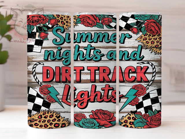 Summer Nights Dirt Track Racing Tumbler, Summer Nights Tumbler Wrap, Race Car Tumbler PNG, 20oz Racing Sublimation Design, Speedway Tumbler Wrap, Country Racing Tumbler Sublimation Lara' s Designs 