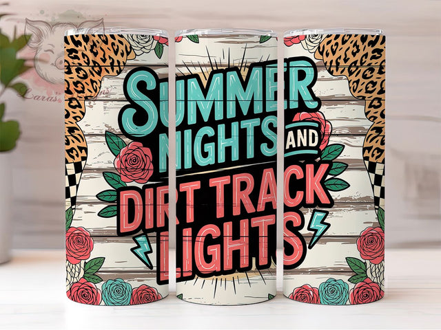 Summer Nights Dirt Track Racing Tumbler, Summer Nights Tumbler Wrap, Race Car Tumbler PNG, 20oz Racing Sublimation Design, Speedway Tumbler Wrap, Country Racing Tumbler Sublimation Lara' s Designs 