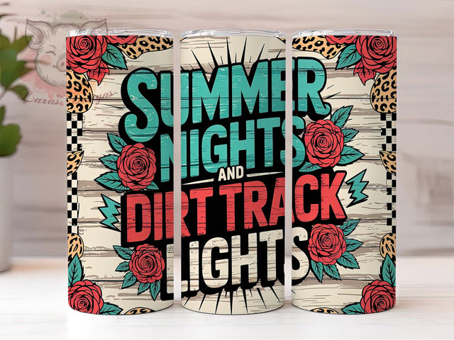 Summer Nights Dirt Track Racing Tumbler, Summer Nights Tumbler Wrap, Race Car Tumbler PNG, 20oz Racing Sublimation Design, Speedway Tumbler Wrap, Country Racing Tumbler Sublimation Lara' s Designs 