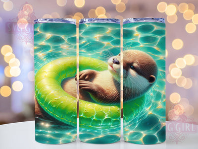 Summer Otter 20oz Tumbler Wrap, Summer Pool Design, 20oz Sublimation Wrap, Cute Otter Drinkware, Beach Vibes Cup, Tropical Summer Tumbler, Fun Pool Party Cup Sublimation SvggirlplusArt 