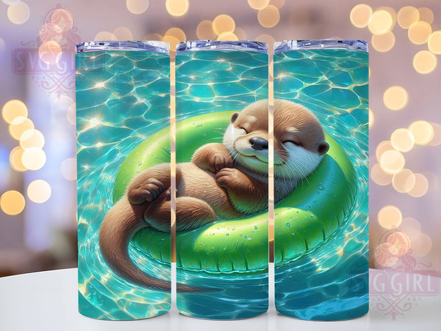 Summer Otter 20oz Tumbler Wrap, Summer Pool Design, 20oz Sublimation Wrap, Cute Otter Drinkware, Beach Vibes Cup, Tropical Summer Tumbler, Fun Pool Party Cup Sublimation SvggirlplusArt 
