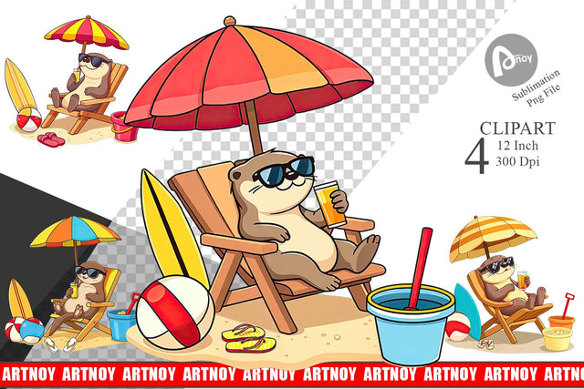 Summer Otter Clipart Sublimation artnoy 