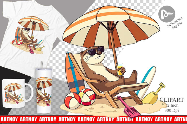 Summer Otter Clipart Sublimation artnoy 