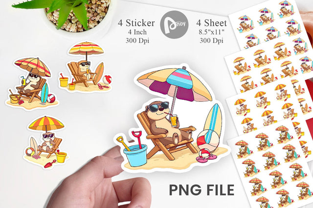 Summer Otter Sticker Sublimation artnoy 
