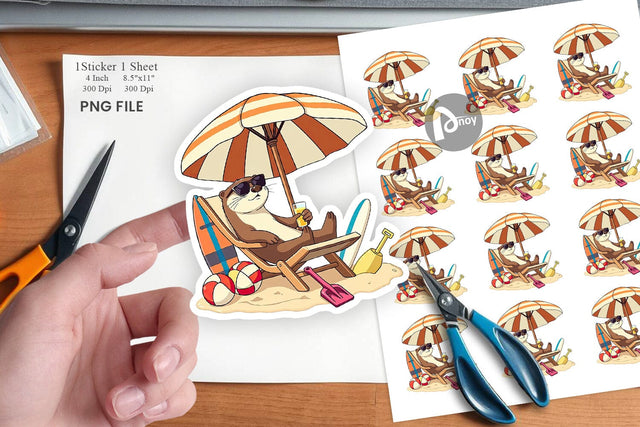 Summer Otter Sticker Sublimation artnoy 