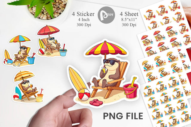Summer Otter Sticker Sublimation artnoy 