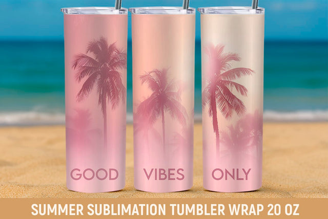 Summer Palm Trees – 20 oz Tumbler Wrap PNG for Sublimation Sublimation KMarinaDesign 