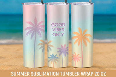summer Palm Trees – 20 oz Tumbler Wrap PNG for Sublimation Sublimation KMarinaDesign 