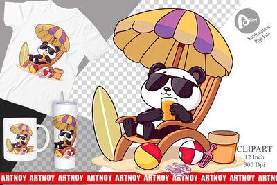 Summer Panda Clipart Sublimation artnoy 