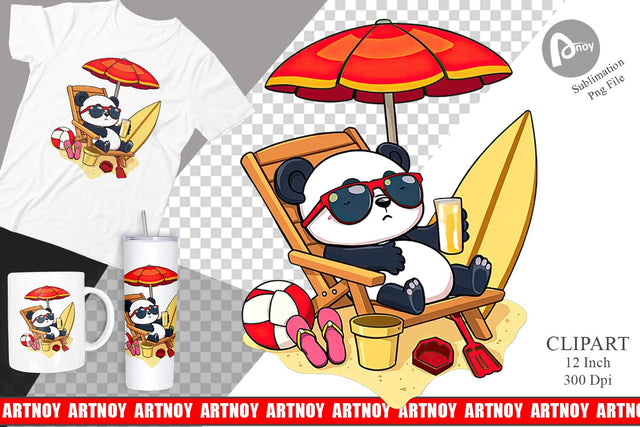 Summer Panda Clipart Sublimation artnoy 
