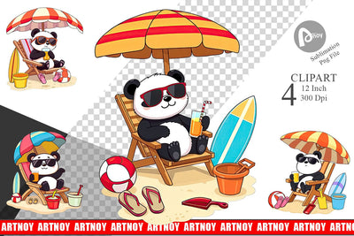 Summer Panda Clipart Sublimation artnoy 