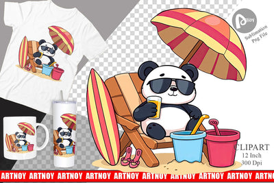 Summer Panda Clipart Sublimation artnoy 
