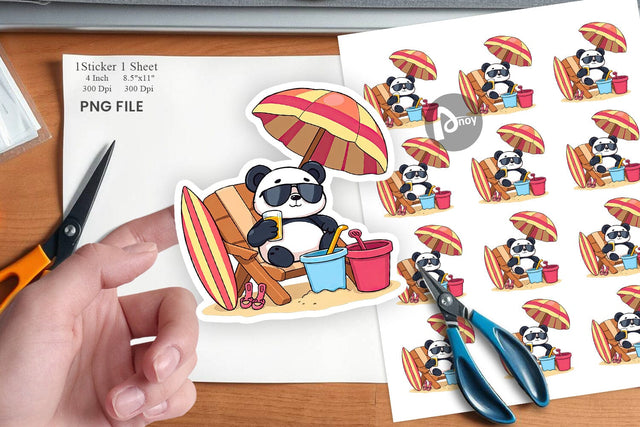 Summer Panda Sticker Sublimation artnoy 