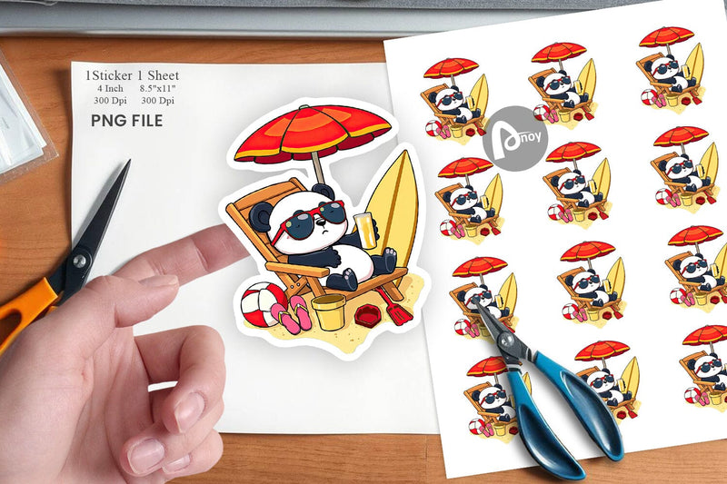 Summer Panda Sticker Sublimation artnoy 