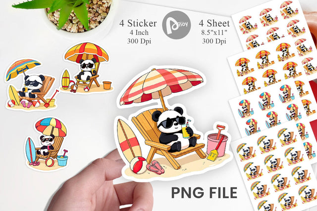 Summer Panda Sticker Sublimation artnoy 