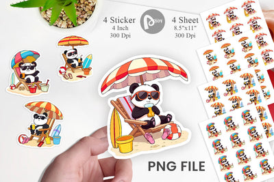 Summer Panda Sticker Sublimation artnoy 