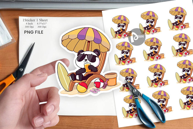 Summer Panda Sticker Sublimation artnoy 