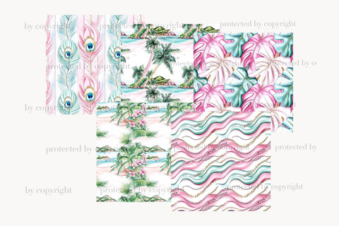Summer Paper | Beach Pattern Background | Pink Vacation JPEG Digital Pattern GlamArtZhanna 