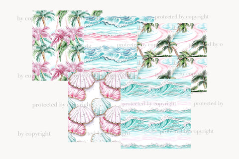 Summer Paper | Beach Pattern Background | Pink Vacation JPEG Digital Pattern GlamArtZhanna 