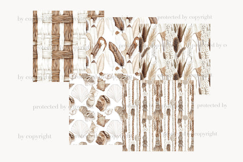 Summer Paper Pattern Background | Beige Boho Seamless JPEG Digital Pattern GlamArtZhanna 