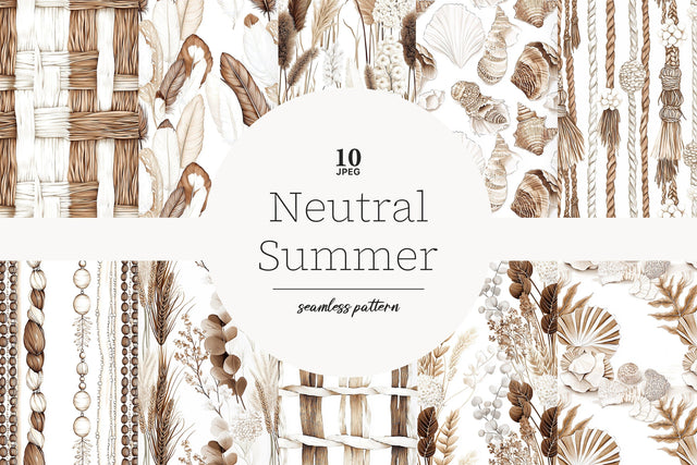 Summer Paper Pattern Background | Beige Boho Seamless JPEG Digital Pattern GlamArtZhanna 