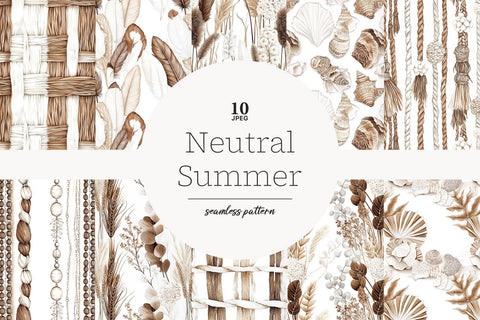 Summer Paper Pattern Background | Beige Boho Seamless JPEG Digital Pattern GlamArtZhanna 