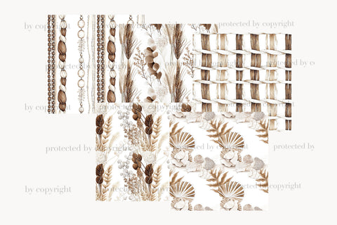 Summer Paper Pattern Background | Beige Boho Seamless JPEG Digital Pattern GlamArtZhanna 