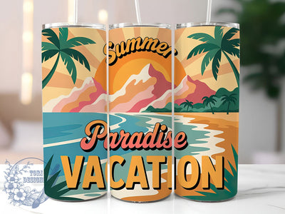 Summer Paradise 20oz Tumbler, Summer Paradise Vacation Quote, Tropical Sublimation Design, Vintage Summer Vibes, Ocean Theme Wrap, 20oz Tumbler Wrap, Sublimation Design PNG, Summer Gift Sublimation ToriDesigns 