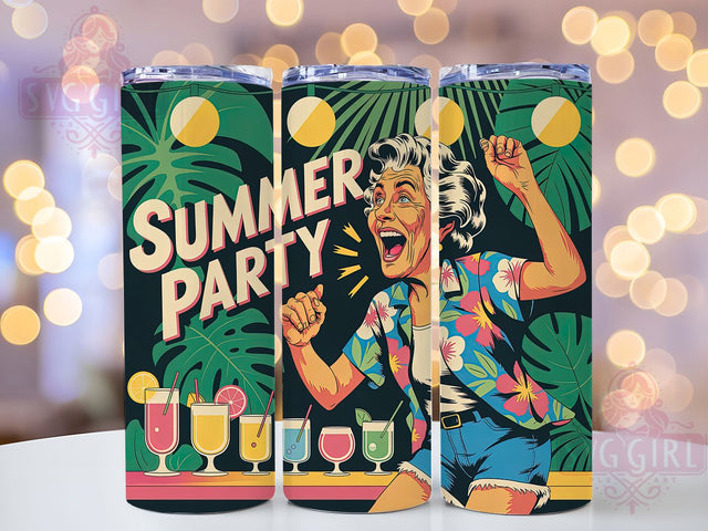 Summer Party 20oz Tumbler, Funny Old Lady Quote, Summer Party Wrap, Comedy Sublimation Design, 20oz Tumbler Wrap, Sublimation Design PNG, Gag Gift Sublimation SvggirlplusArt 