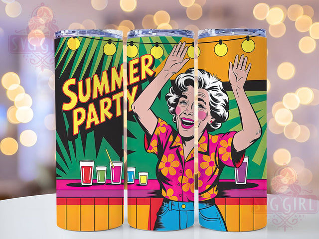 Summer Party 20oz Tumbler, Funny Old Lady Quote, Summer Party Wrap, Comedy Sublimation Design, 20oz Tumbler Wrap, Sublimation Design PNG, Gag Gift Sublimation SvggirlplusArt 
