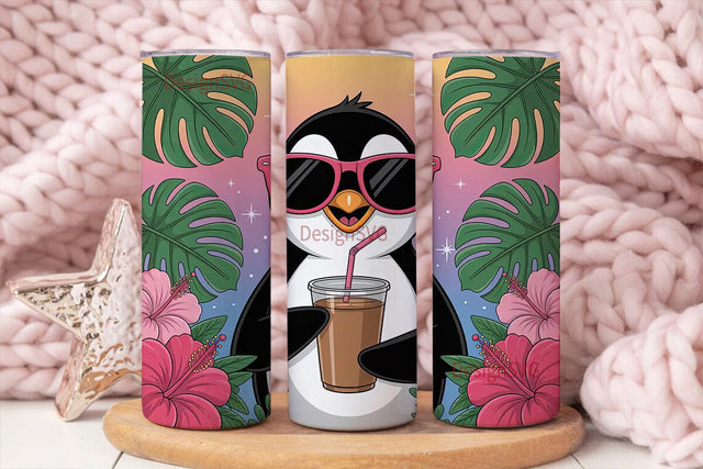 Summer Penguin 20oz Tumbler Wrap Sublimation DesignSVG 