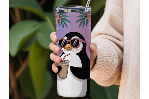 Summer Penguin 20oz Tumbler Wrap Sublimation DesignSVG 