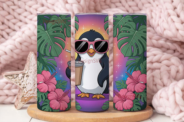 Summer Penguin 20oz Tumbler Wrap Sublimation DesignSVG 